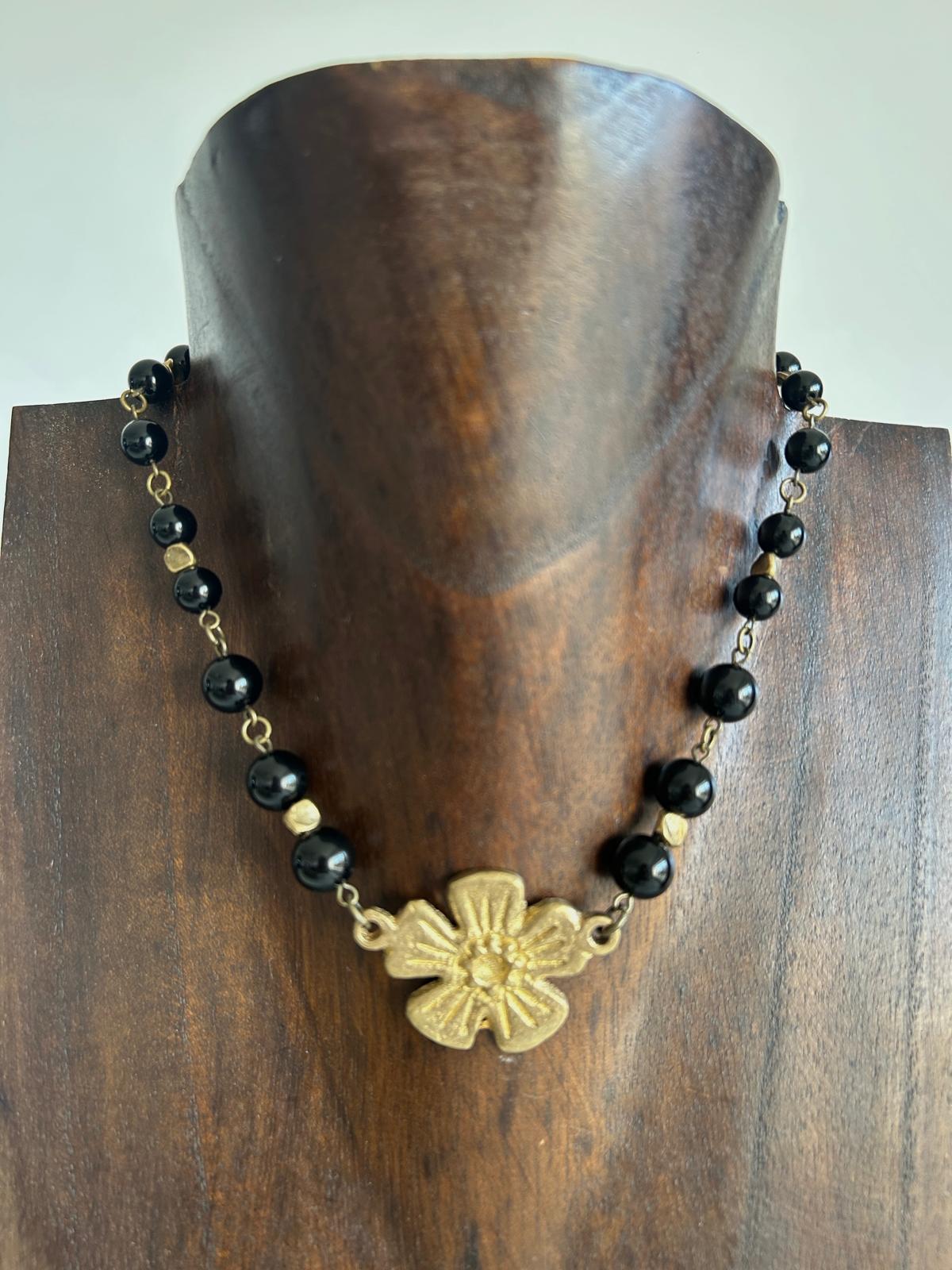 Zoune Bijoux Collier Ninon Onyx noir brillant