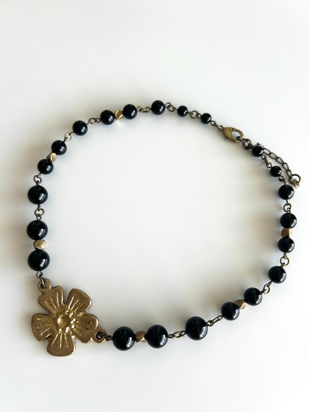 Zoune Bijoux Collier Ninon Onyx noir brillant